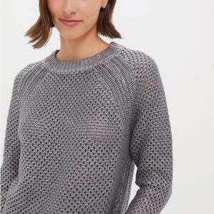 Tuckernuck Gunmetal Crochet Aspen Crewneck Sweater